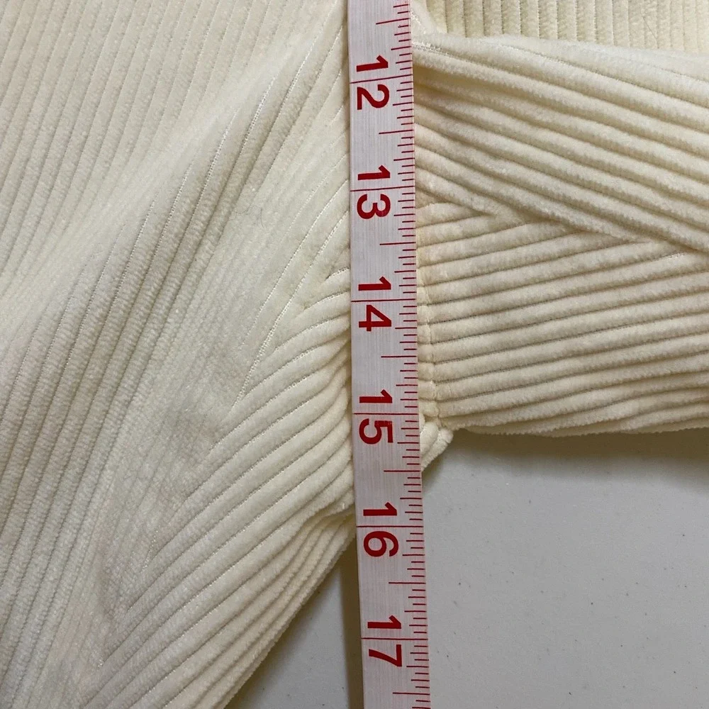 Vtg Lands End Corduroy Trousers Mens 44x26 Cream Made in USA Heritage Ivy Preppy